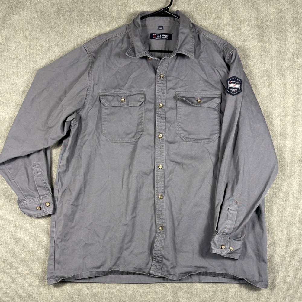 Uno Mejor FRSUM FR Work Shirt Flame Resistant XL Gray CAT2 NFPA 2112